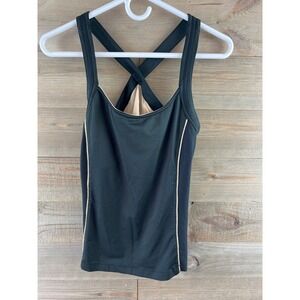 Tail Womens Tank Top Racerback Mesh Accent Athletic Black Gold Size Small